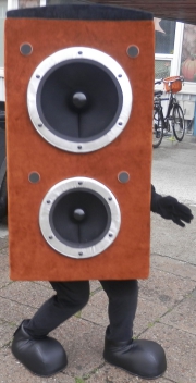 Elabika custom mascot costume Kraków Loudspeaker column