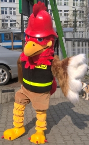 Elabika mascot stroje reklamowe Kogut Strażak