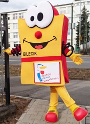 Elabika mascot maskotki Bilet dla ZTM w Warszawie