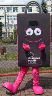 Elabika walking mascots. Shopping bag manufacturer Designer Outlet