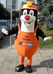 Elabika advertising costumes of the mascot the Mole Mr. Opałek