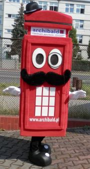 Elabika designing advertising costumes Telephone box Archibald